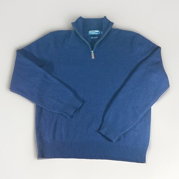 Ralph Lauren Other - Vtg Polo Ralph Lauren 100% Cashmere Quarter Zip Sweater Navy Blue Men’s Large L